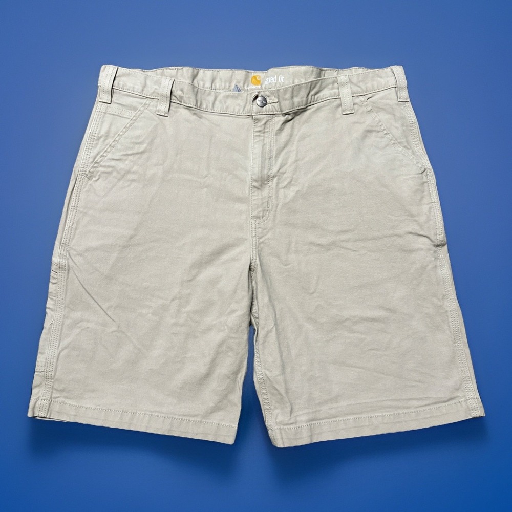 Carhartt Shorts Mens 42 Beige Relaxed Fit Canvas Work Loose Carpenter